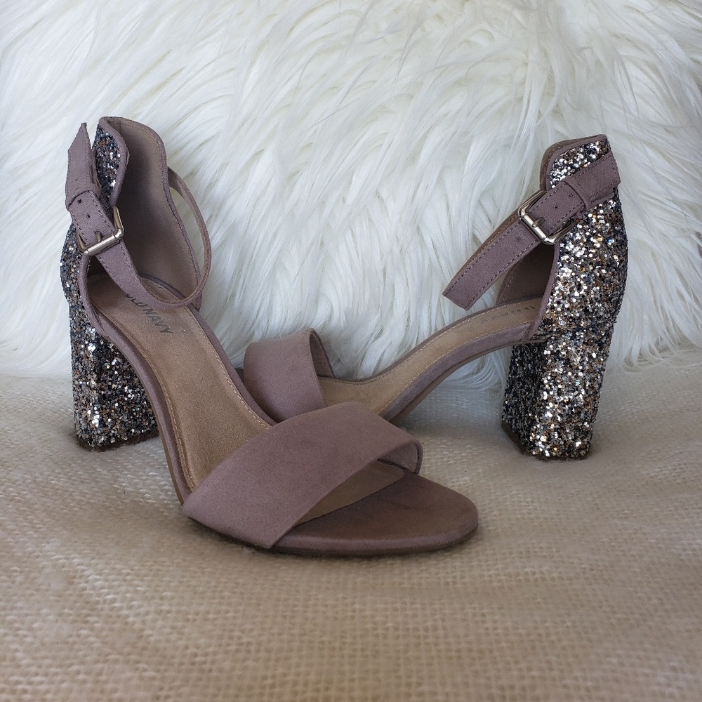 Brand New beige and glitter block heels